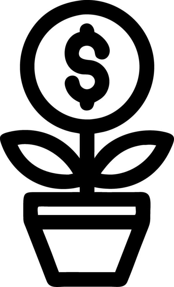 Dollar Sign Plant in Pot Symbolizing Financial Growth and Investment vector