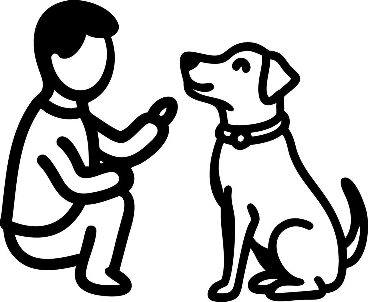 Dog Training Illustration Man with Pet vector