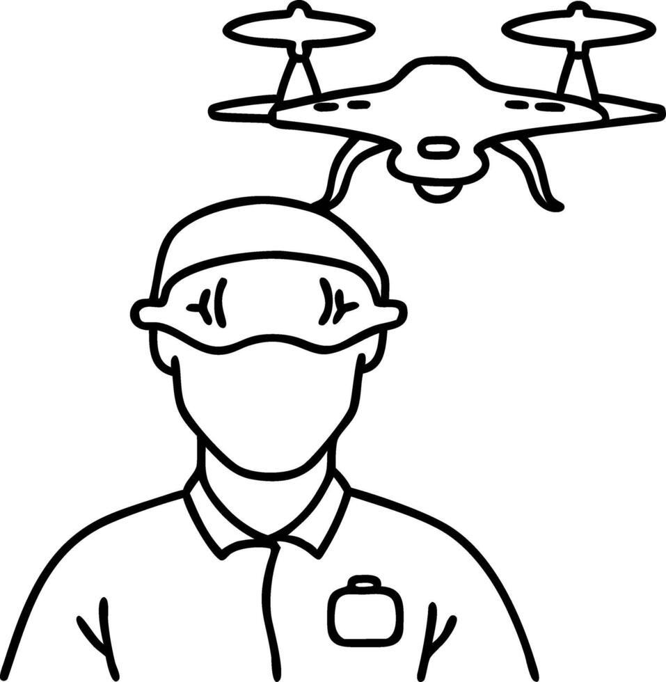 Drone Operator with VR Headset Illustration for Technology and Innovation Design vector