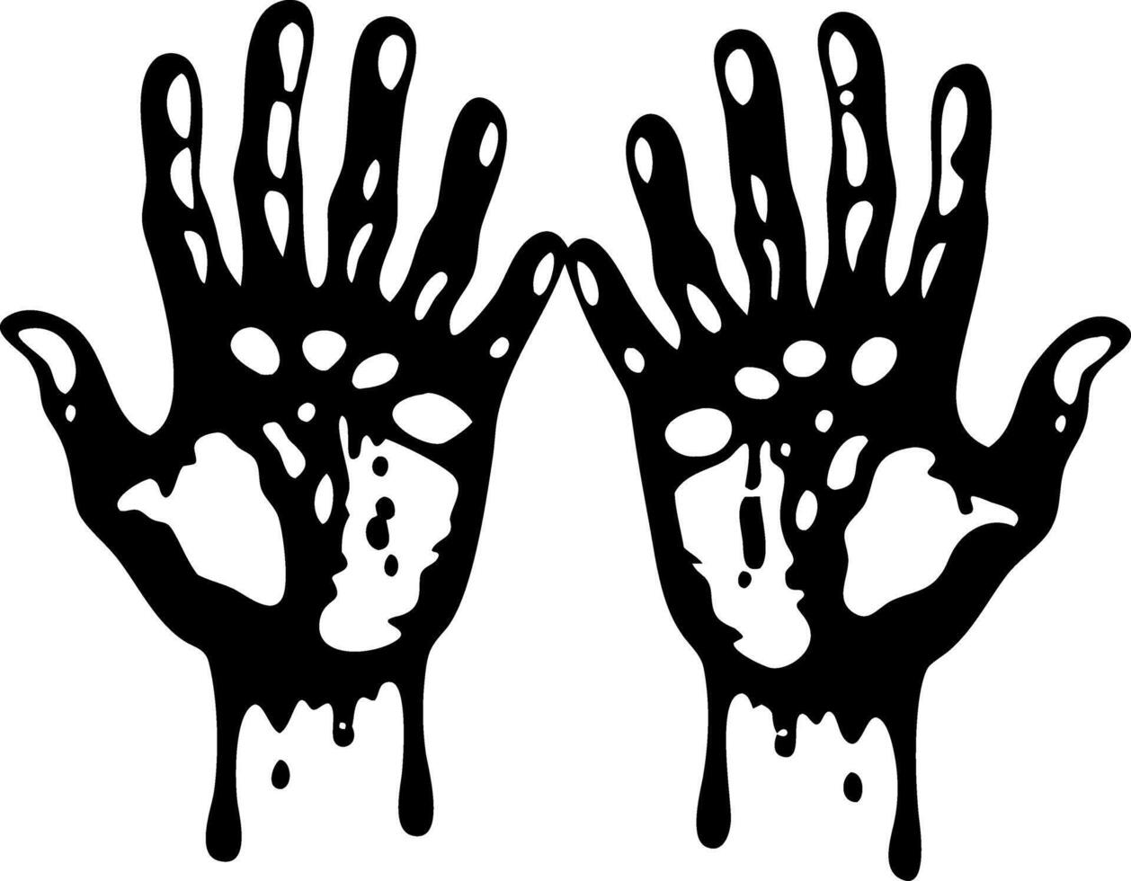Dripping Black Ink Handprints for Creative Tattoo Design vector