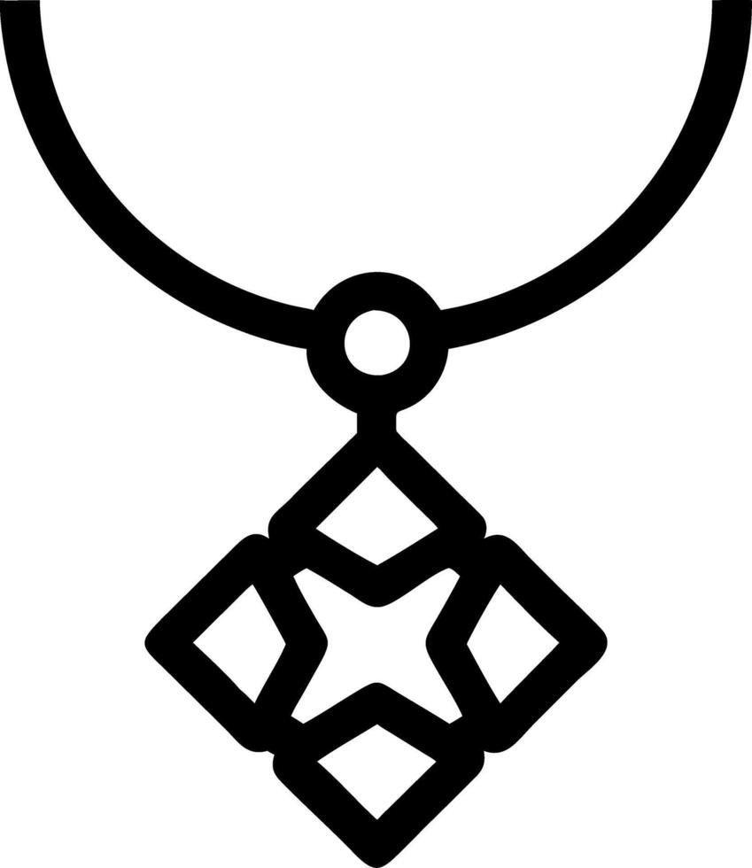 Elegant Black Outline Necklace with Geometric Star Pendant Design vector