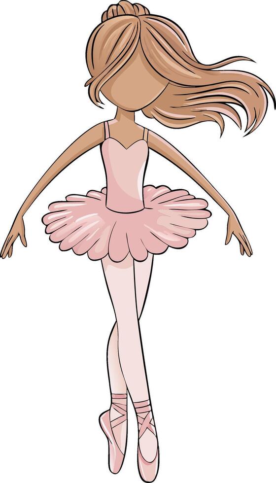 Elegant Ballerina in Pink Tutu Ballet Dance Illustration vector
