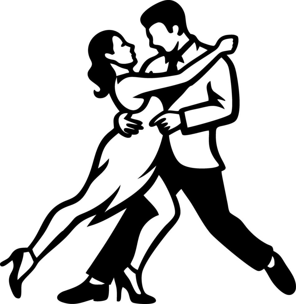 Elegant Couple Dancing Tango Silhouette Art for Dance Studio Logo or Tattoo Design vector