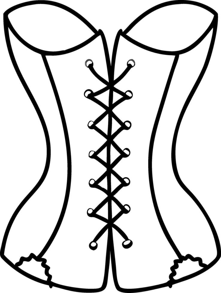 Elegant Lace-Up Corset Outline for Fashion Design and Coloring vector