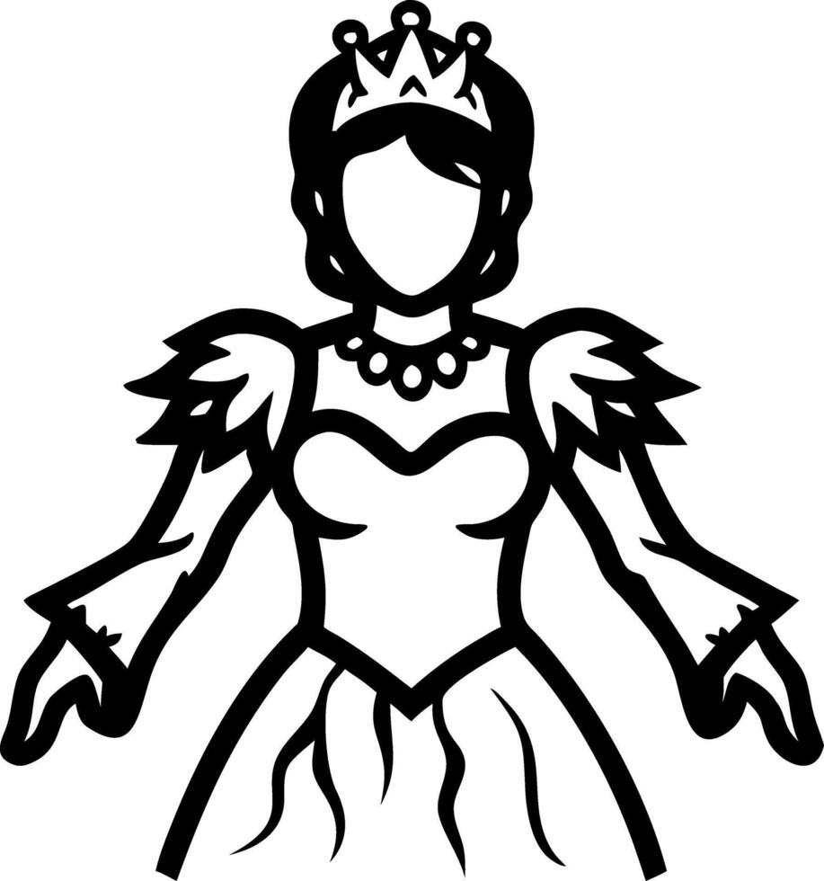 Elegant Princess Silhouette Art for Coloring and Design vector