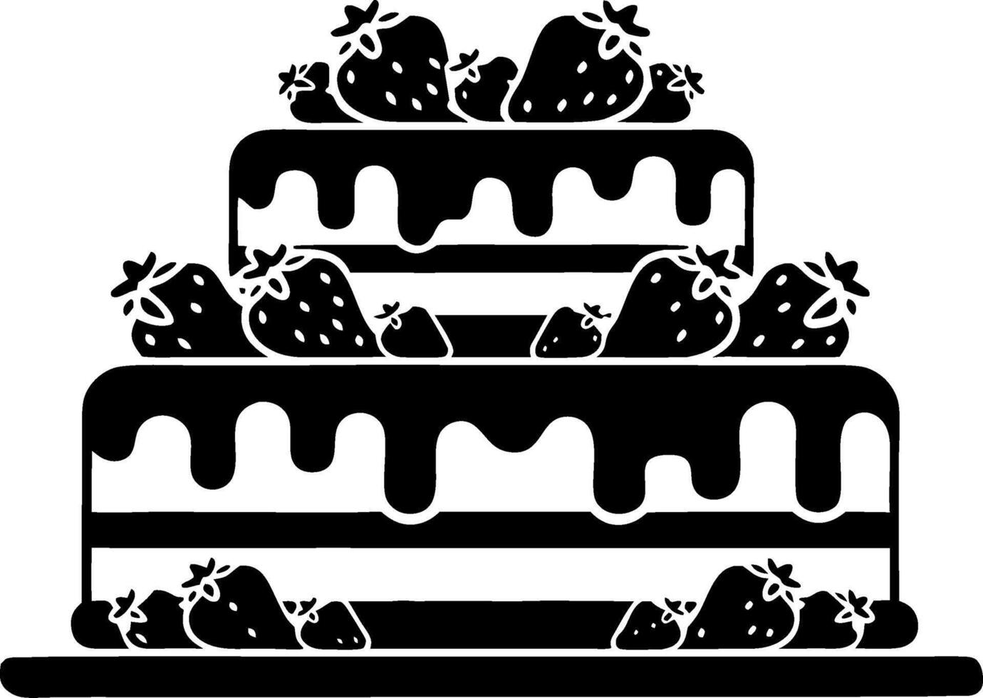 Elegant Two-Tier Strawberry Cake Illustration for Dessert Designs vector