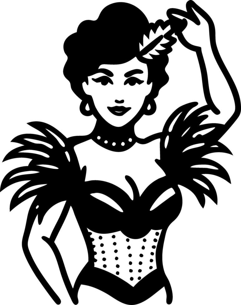 Elegant Vintage Showgirl Illustration for Retro Design and Art Projects vector