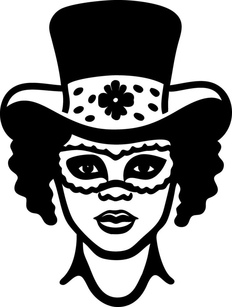 Elegant Woman in Top Hat and Mask Illustration for Artistic Design vector