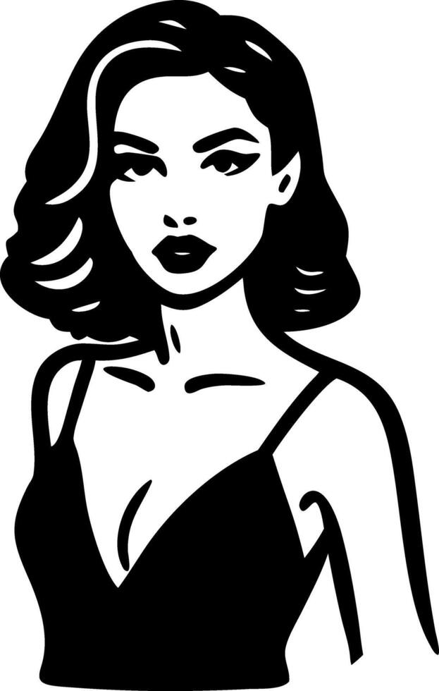 Elegant Woman in Vintage Style Art for Tattoos and Crafts vector