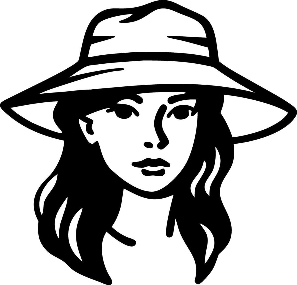 Elegant Woman in Wide Brim Hat Illustration for Posters and Fashion Design vector