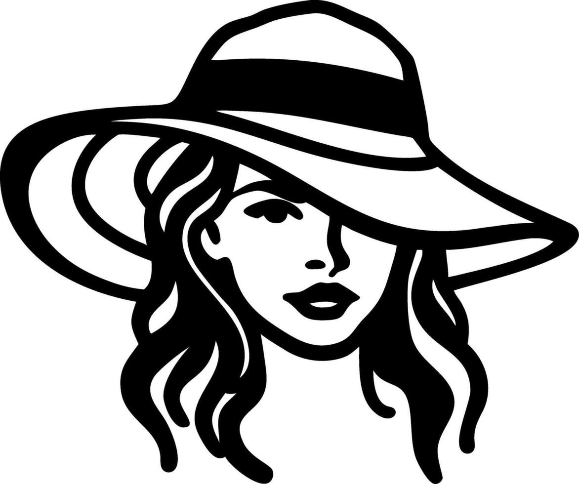 Elegant Woman in Wide Brimmed Hat Illustration for Fashion Design and Creativity vector