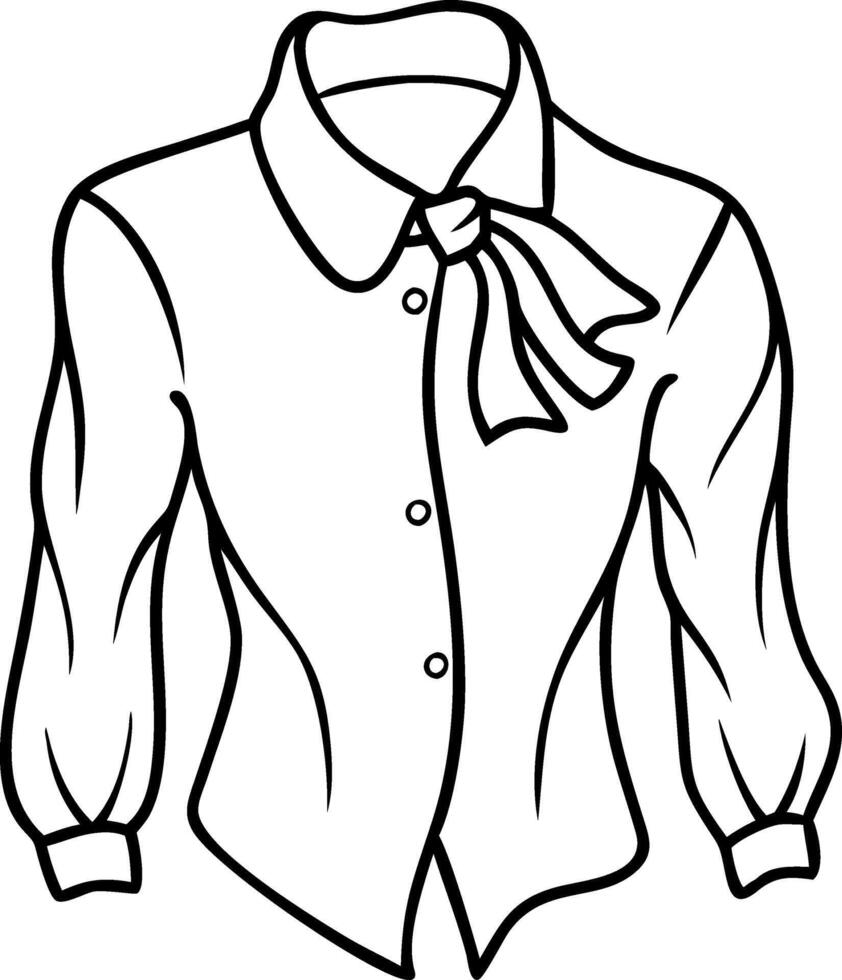 Elegant Women's Blouse Outline for Fashion Design and Coloring vector