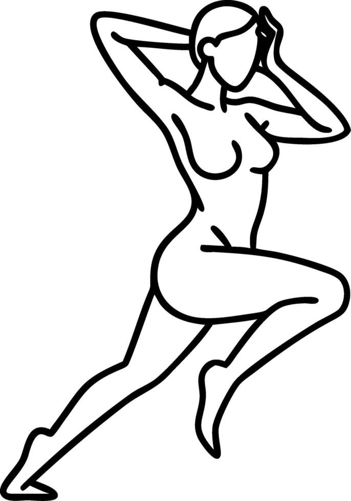 Elegantly Posed Female Silhouette Line Art for Tattoo and Coloring Book Design vector