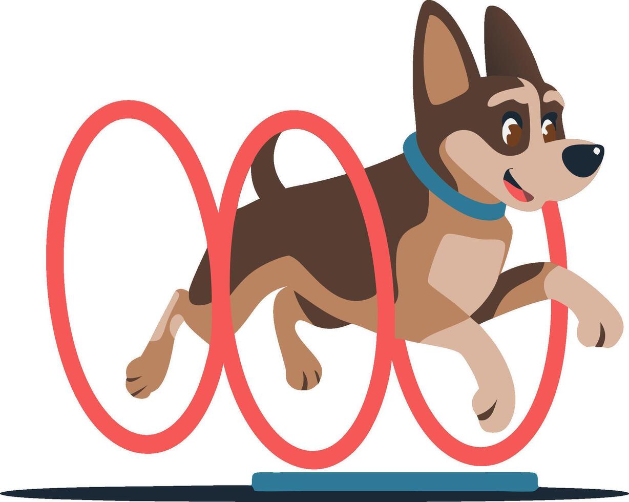 Energetic Dog Jumping Through Hoop Illustration for Pet Training Concepts vector