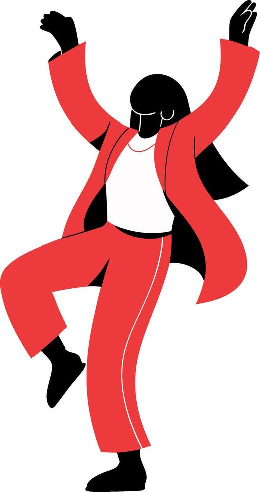 Energetic Illustration of Person Dancing in Red Outfit vector