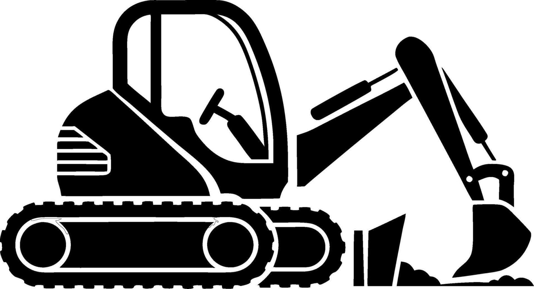 Excavator Illustration Construction Equipment Silhouette Design vector