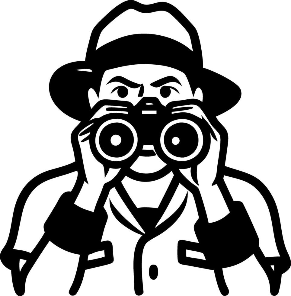 Explorer Observing Through Binoculars Silhouette for Adventure and Wildlife Themes vector