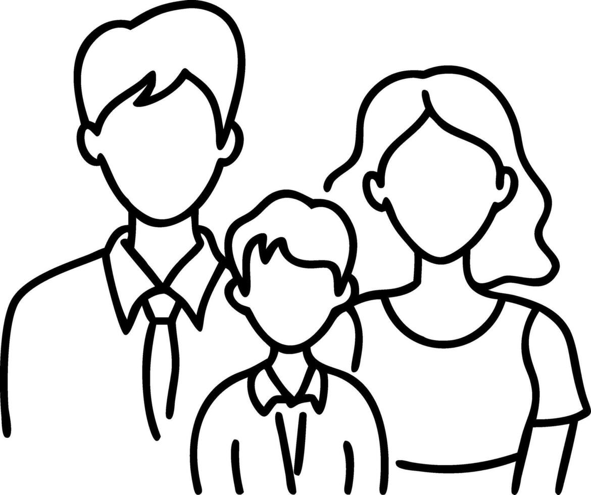 Family Outline Illustration Parents with Child Art for Design Projects vector