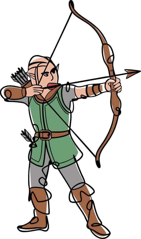 Fantasy Elf Archer Drawing Illustration for Art and Design Projects vector