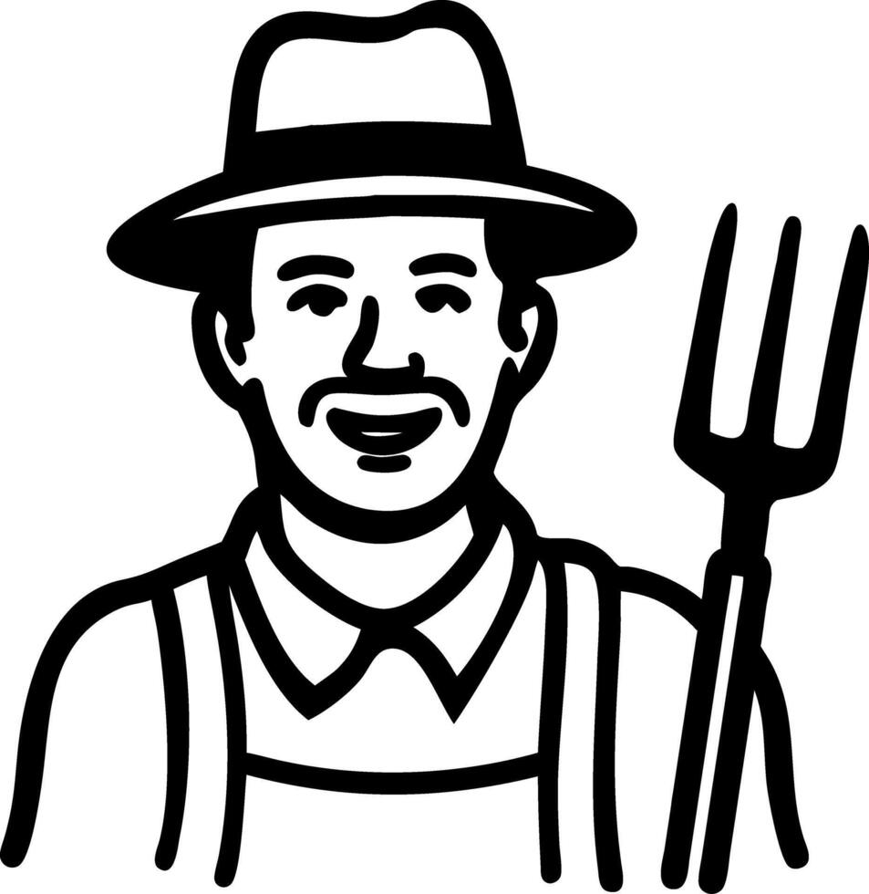 Farmer Holding Pitchfork Illustration for Agricultural Themes vector