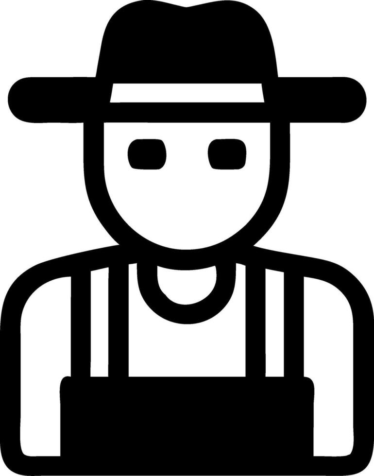 Farmer Simple Black Hat Overalls Minimalist Illustration vector