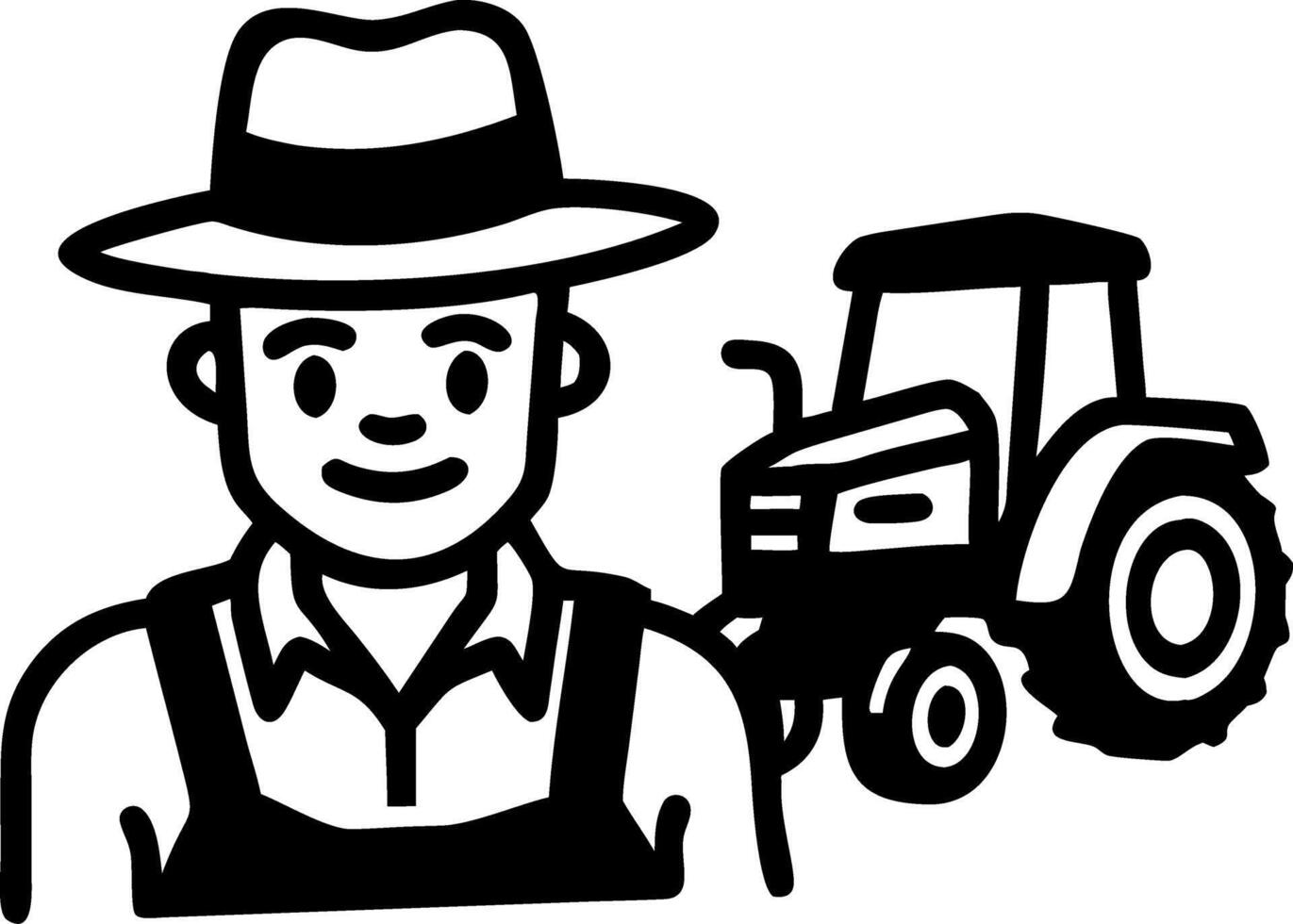Farmer with Tractor Agriculture Suitable for Logos and Illustrations vector