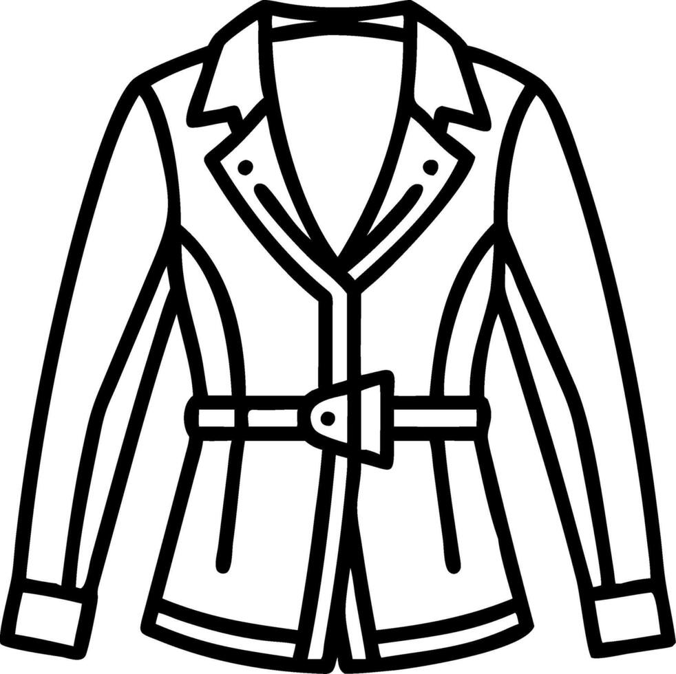 Fashionable Belted Coat Line Art Illustration for Apparel Design vector