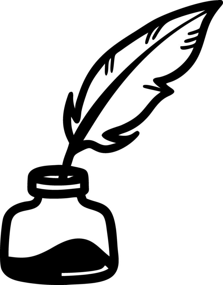 Feather Quill and Ink Pot Illustration for Writing and Creativity Projects vector