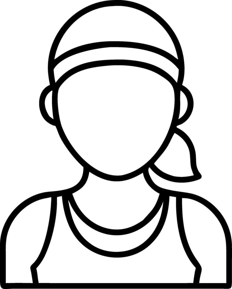 Female Athlete Outline Wearing Headband Illustration for Fitness Design Projects vector