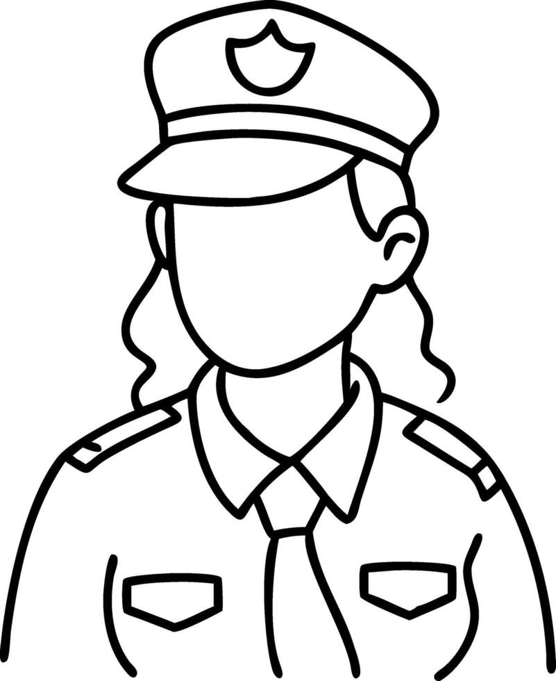 Female Police Officer Outline Illustration for Design and Print Projects vector