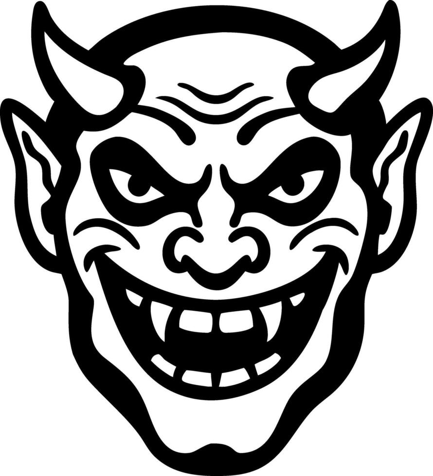 Fierce Demon Face Illustration for Tattoo and Halloween Design vector