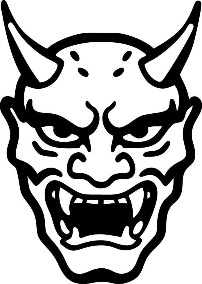 Fierce Oni Mask Demon Illustration for Tattoo and Design vector