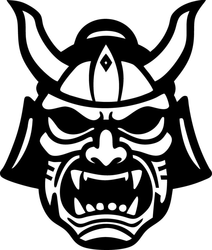 Fierce Samurai Mask Black Art for Tattoo Design and Cultural Decor vector