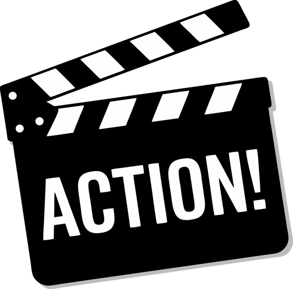 Film Clapperboard with Action Text for Cinema and Projects vector