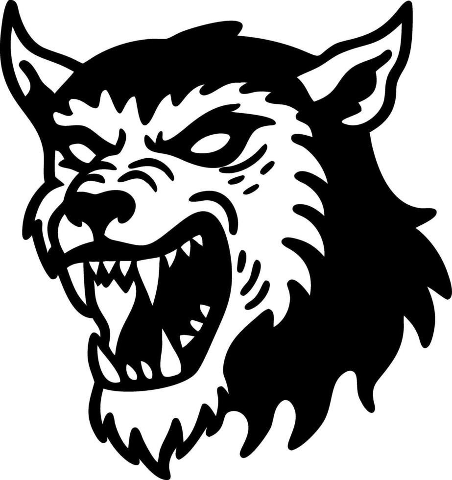 Fierce Werewolf Head Art for Tattoos and Halloween Design vector