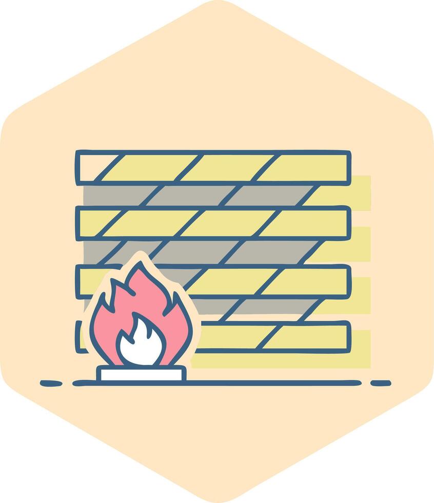 Fire Safety with Flame and Brick Wall Simple Illustration vector