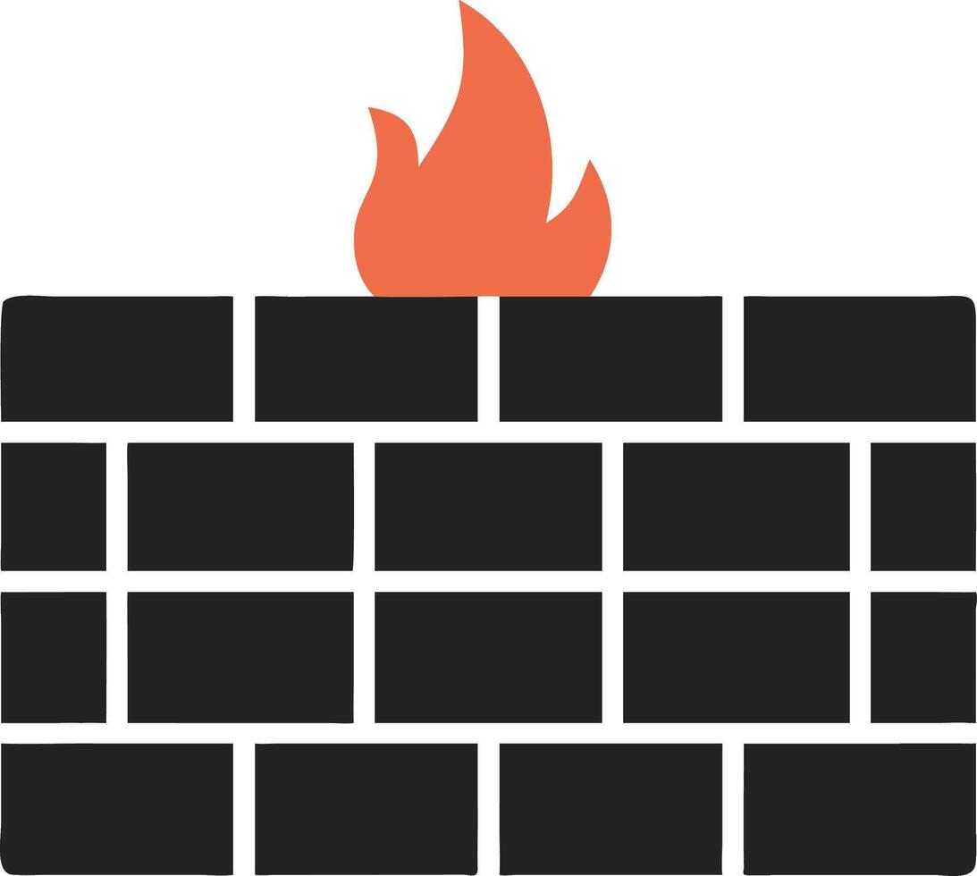 Firewall Protection with Flames for Cybersecurity Design vector