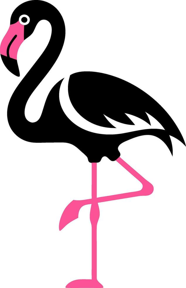 Flamingo Illustration Artistic Black Pink Bird Design vector