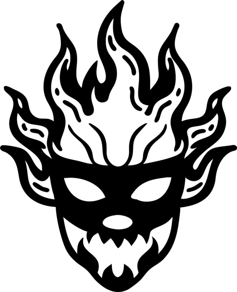 Flaming Tribal Mask Design for Tattoos and Artistic Projects vector
