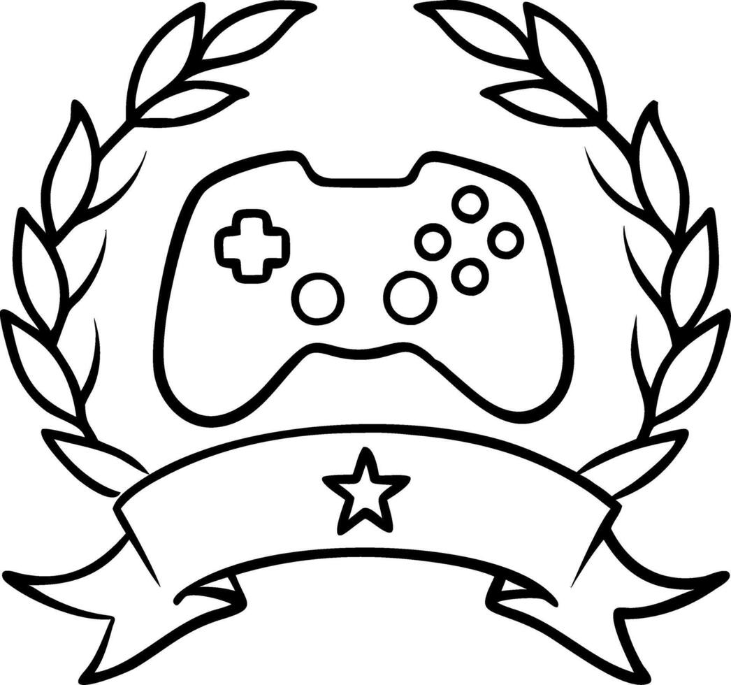 Gaming Controller Laurel Wreath Emblem for Esports Logo Design and Merchandise vector