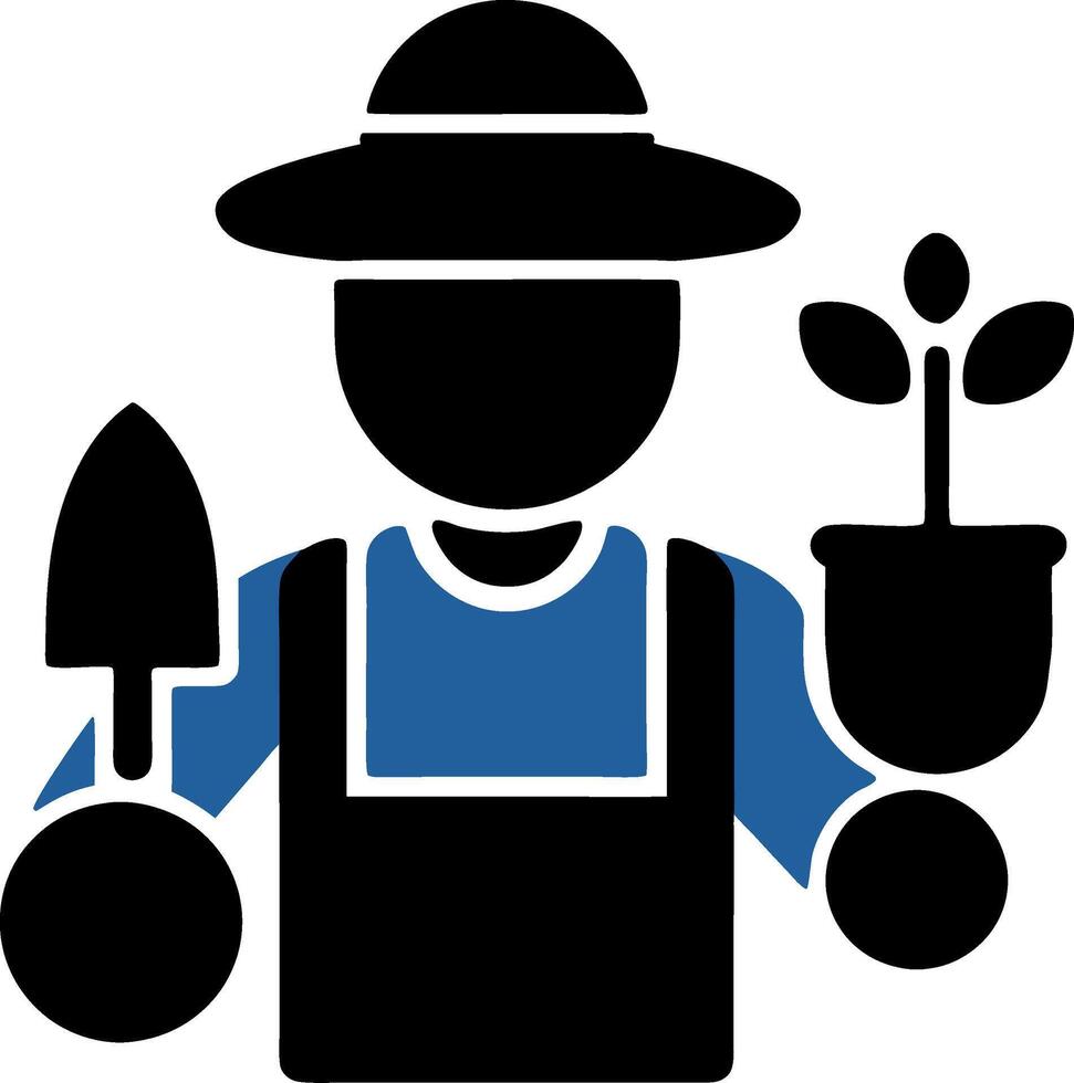 Gardener Holding Plant and Shovel for Agriculture and Horticulture Projects vector