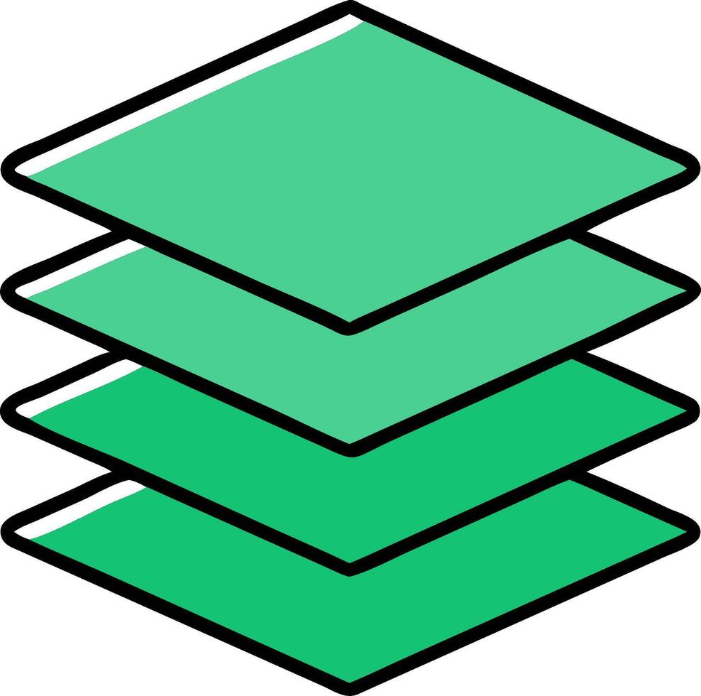 Geometric Layered Green Sheets Stack Abstract Graphic vector
