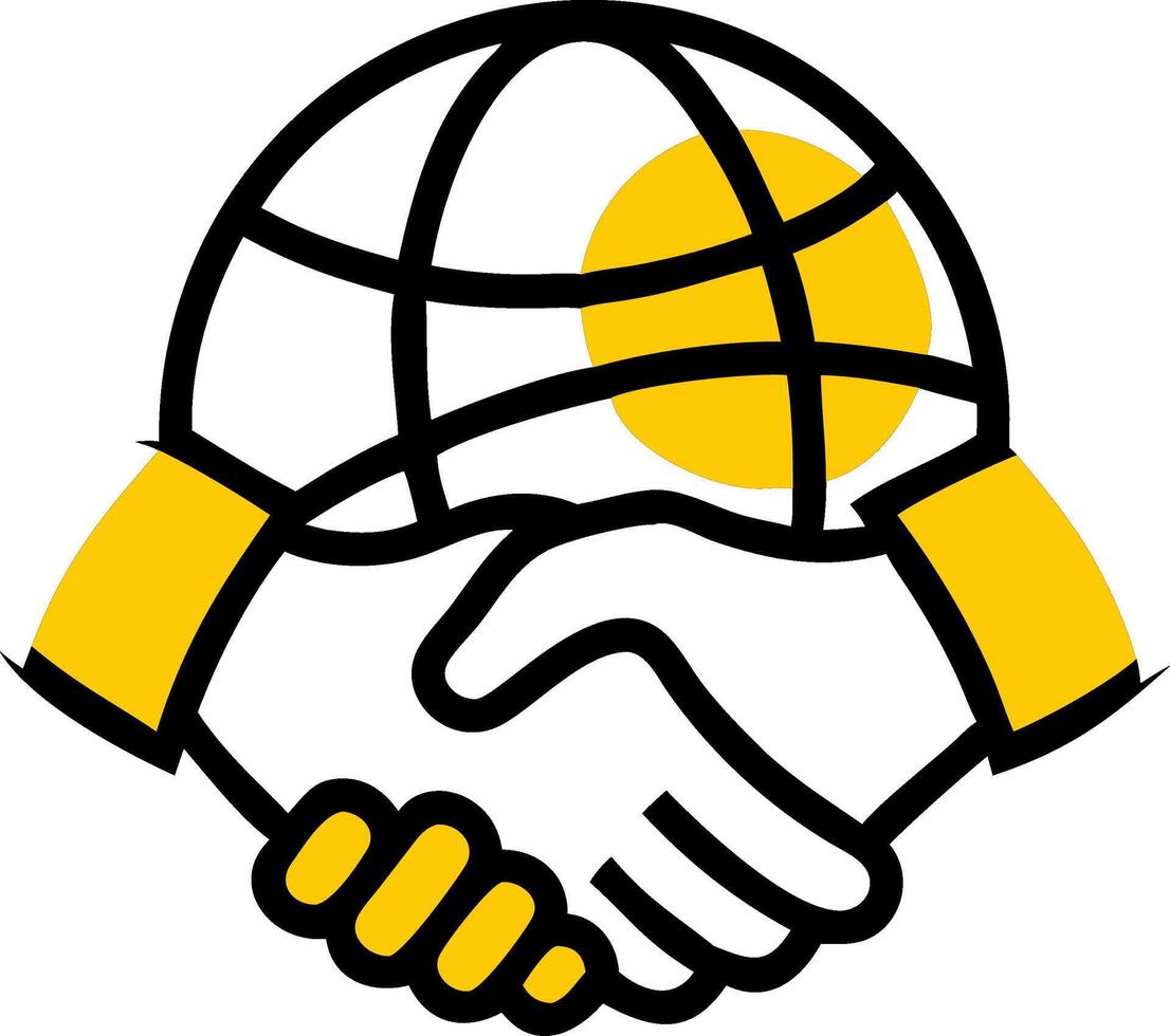 Global Partnership Handshake Symbol for International Cooperation vector