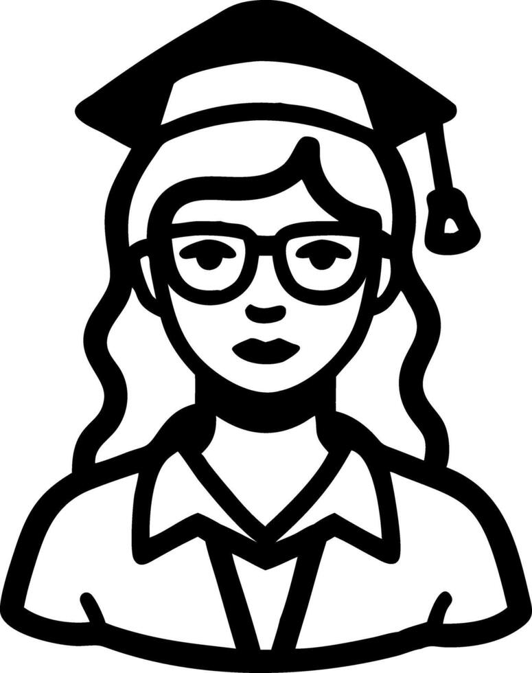 Graduate Female Student in Cap and Gown for Education and Achievement Themes vector