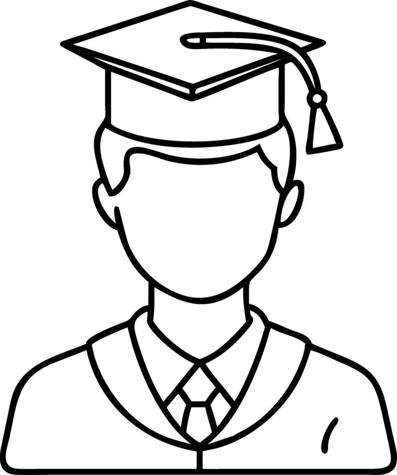 Graduate Student Outline Illustration in Cap and Gown for Education and Achievement vector