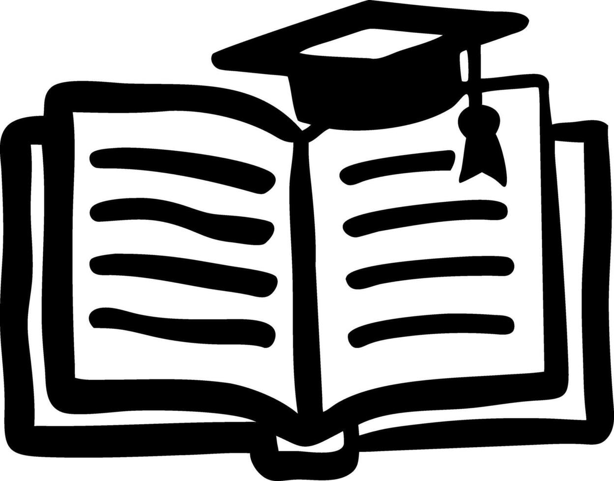 Graduation Cap on Open Book for Education and Academic Concepts vector