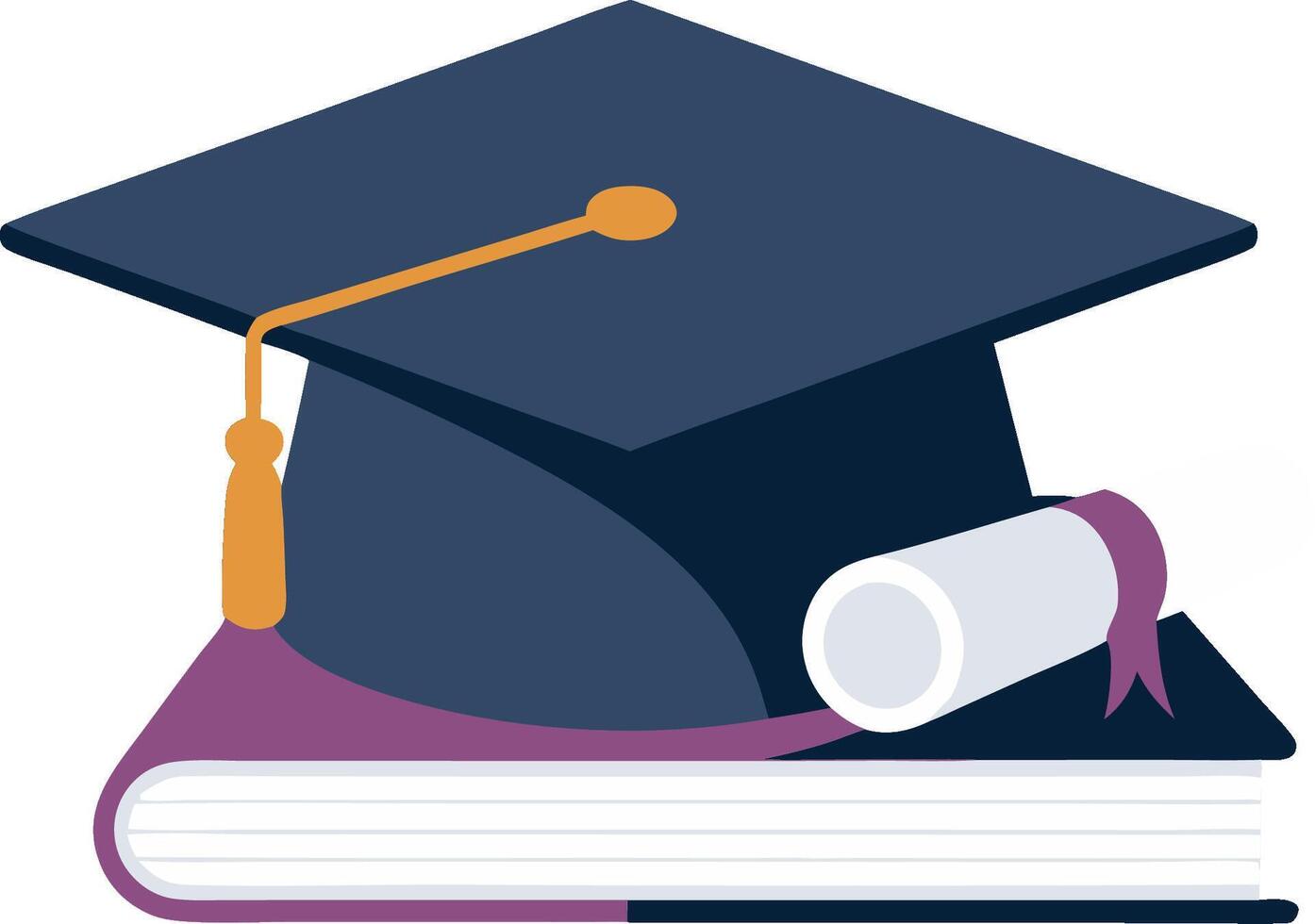 Graduation Cap with Diploma and Book for Education and Achievement Concepts vector