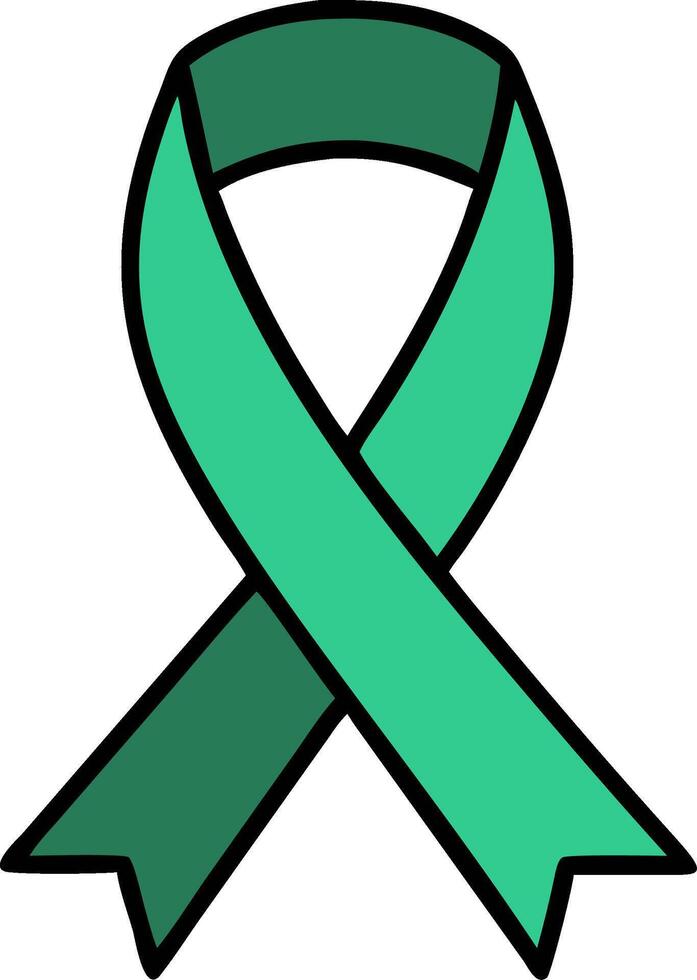 Green Awareness Ribbon Symbol for Health and Support Design vector