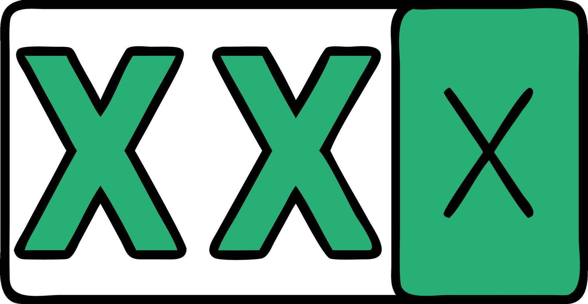 Green and White Triple X Symbol for Adult Content Label or Design vector