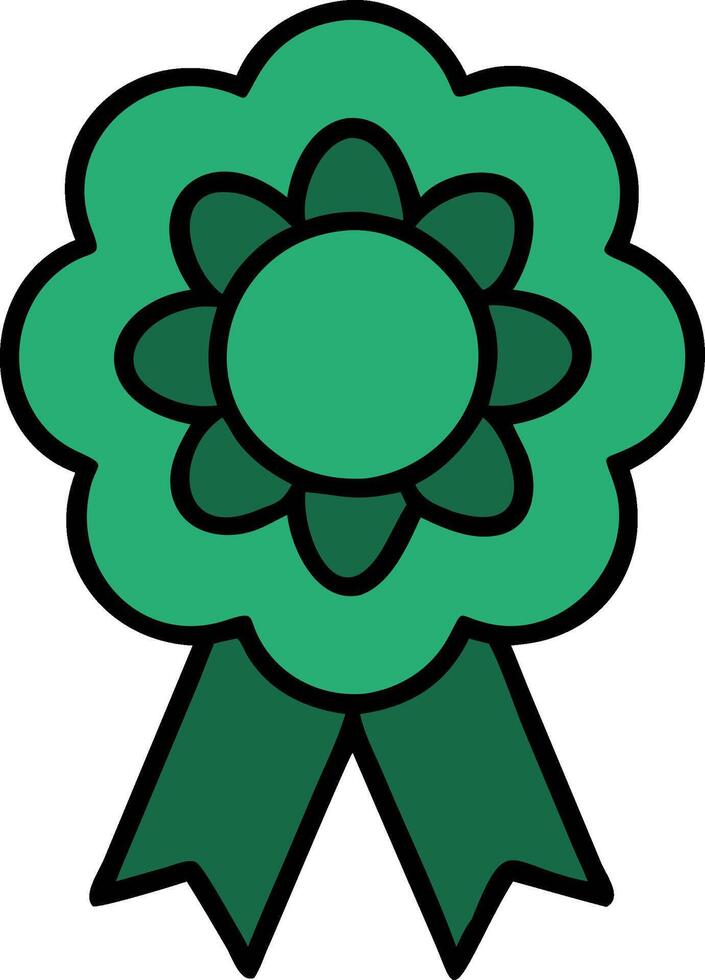 Green Award Ribbon Symbolizing Achievement and Recognition vector